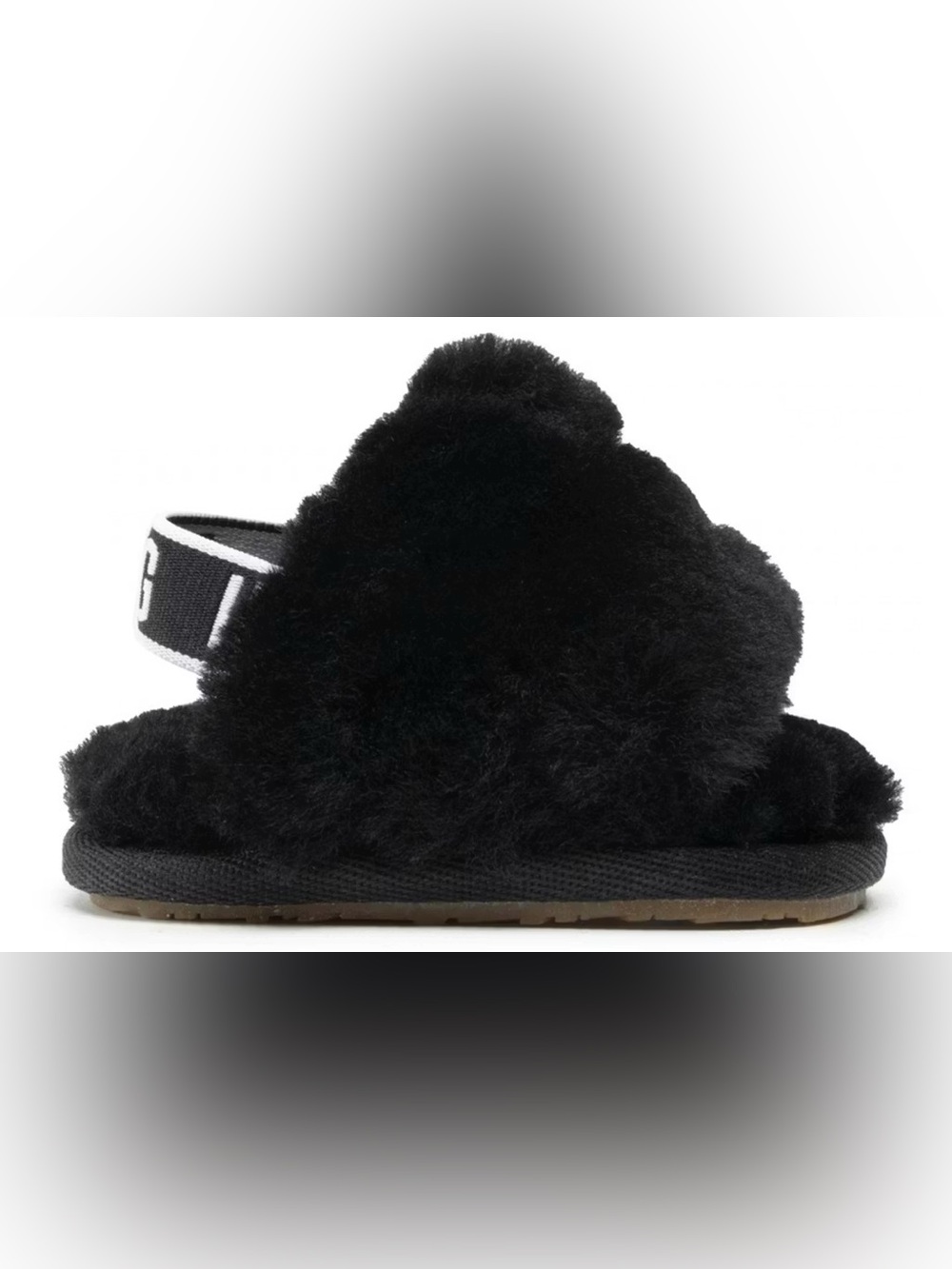 UGG Black Fuzzy Slide Sandal slipper toddler size 7